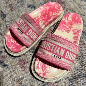 Authentic Dior Dway Slides in Pink White Size 37